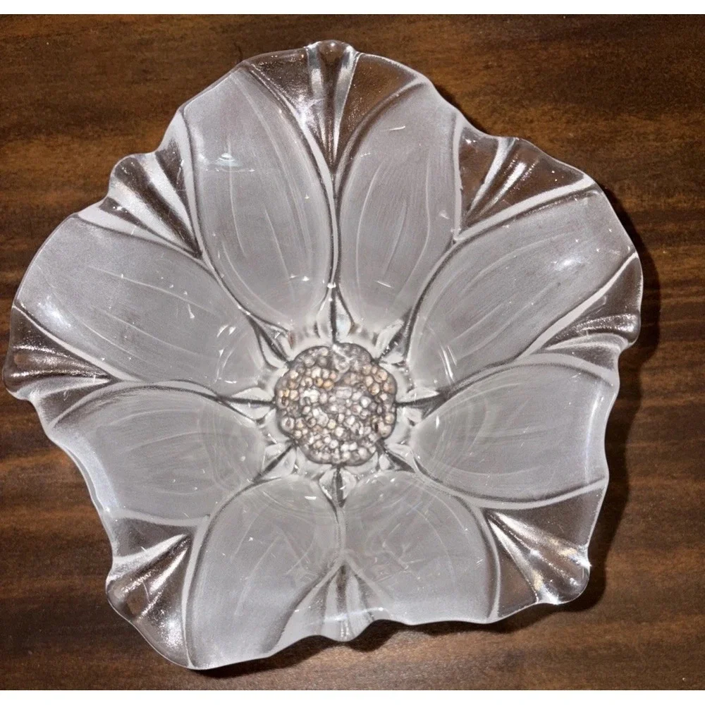 Vtg Waltherglass Crystal Frosted Glass Bowl Tulip